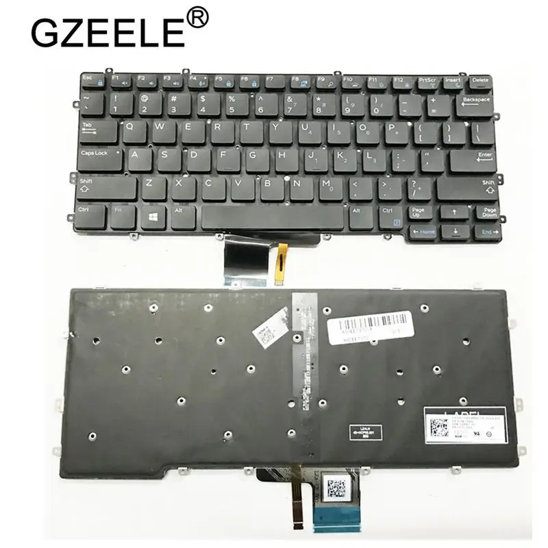 Клавиатура GZEELE US для ноутбука DELL Latitude E7370 7370 13 7000 13-7370 с черной подсветкой |