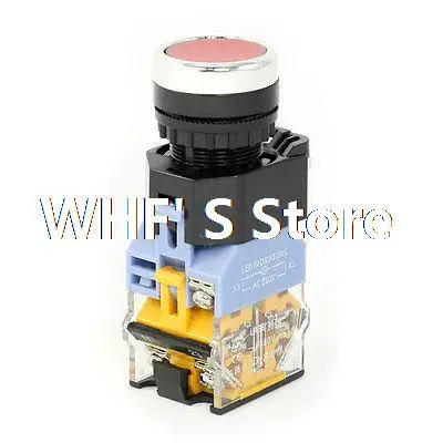 

22mm 1 N/O N/C Momentary Red LED Lamp Push Button Switch AC 380V 10A