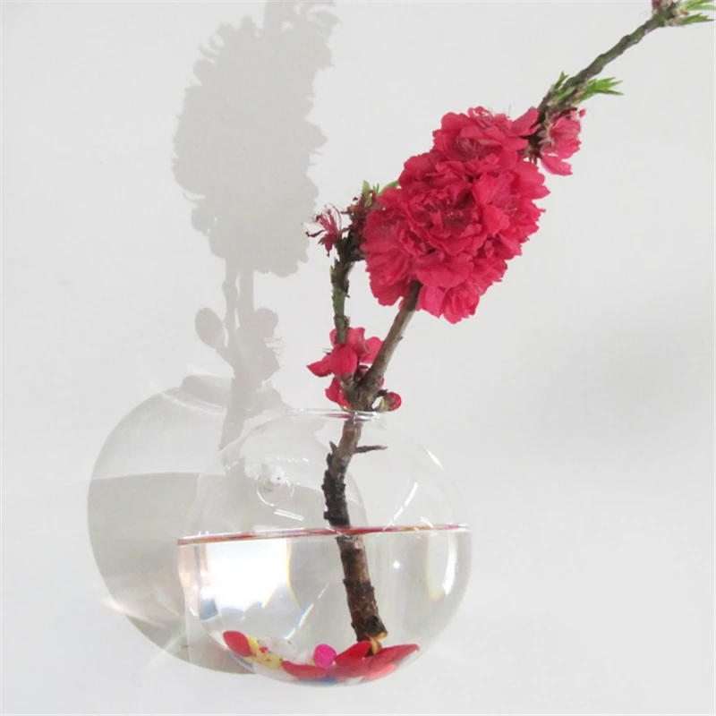 Keythemelife полукруглая стеклянная ваза настенная Висячие емкости для гидропоники Террариум рыбные танки Горшечное растение цветочный горшок Свадебный домашний декор A