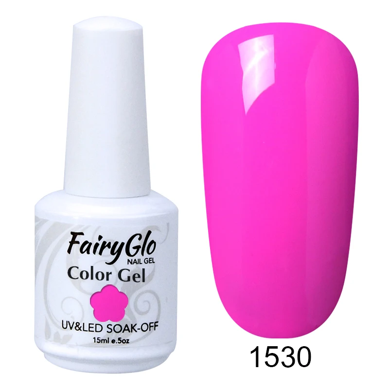 FairyGlo, 15 мл, чистый цвет, УФ-светодиодный гель для ногтей, долговечный Гель-лак для ногтей, лак для ногтей, тиснение, лак для ногтей, Гибридный Гель-лак - Цвет: G1530