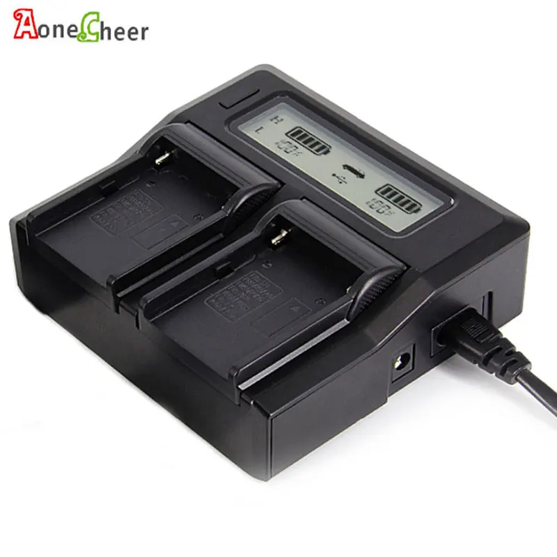

For Sony NP-F Series Camera Dual Battery Charger LCD Screen Display for Sony NP-F970 F770 F750 F550 F570 EU/ US Plug Accessory