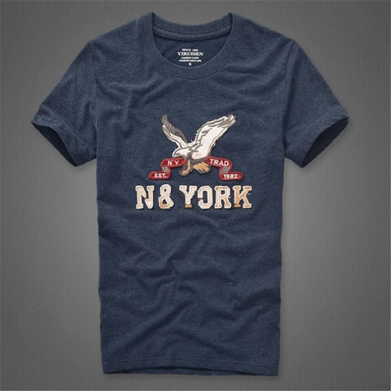 

T shirt men cotton O-Neck fashion funny t shirts embroidery Eagle