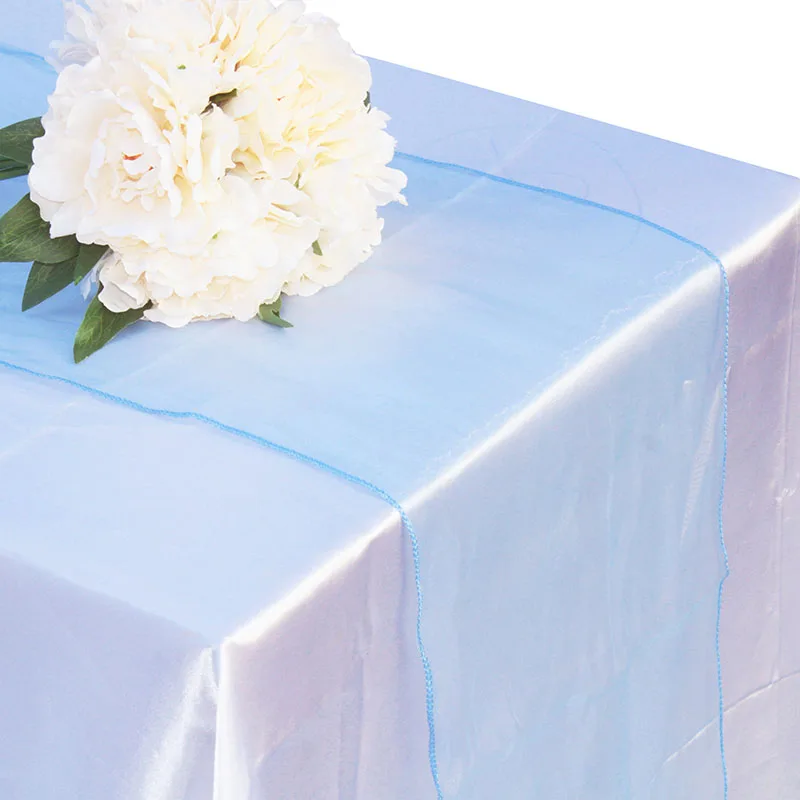 Модная скатерть из органзы, мягкая прозрачная скатерть на стул, свадебные банты, 30*275 см, рождественские, вечерние, банкетные, декор для стола - Цвет: light blue