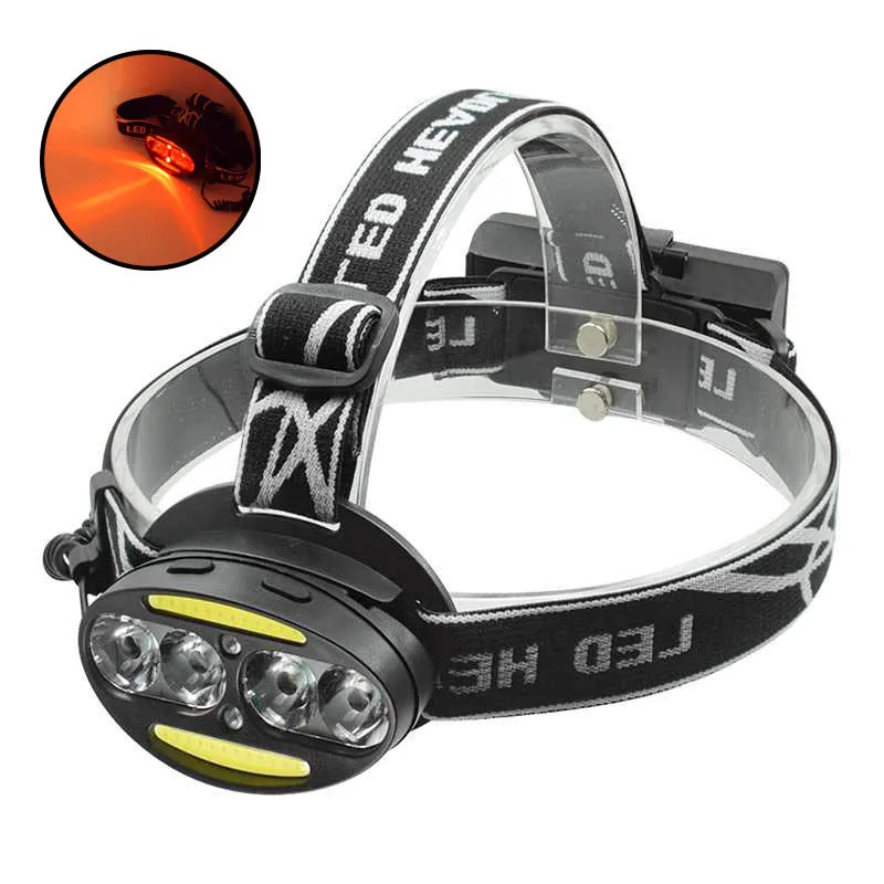 8000LM 8 LED Headlight White Red Light Head Lamp XML T6 COB Frontal