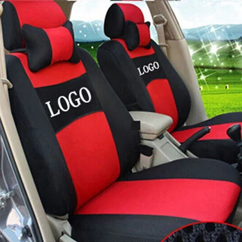 

grey/red/beige/blue Embroidery logo Car Seat Cover Front&Rear complete 5 Seat For Skoda Octavia Fabia Superb Combi Free shipping