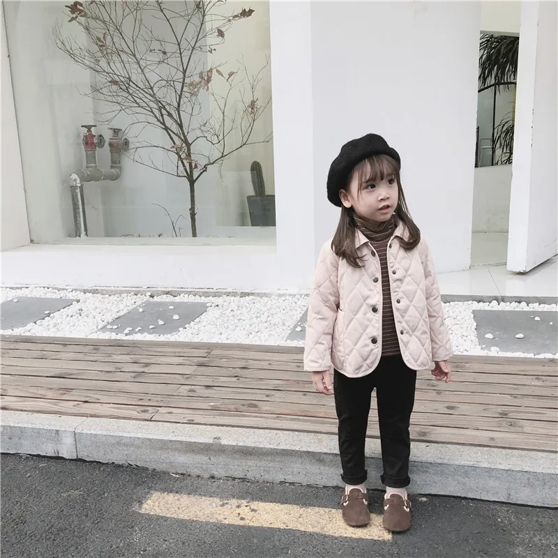 

2018 New Arrival Winter Korean Version Quilted Cotton pure color fashion all-match thin coat for cute cool sweet baby girls