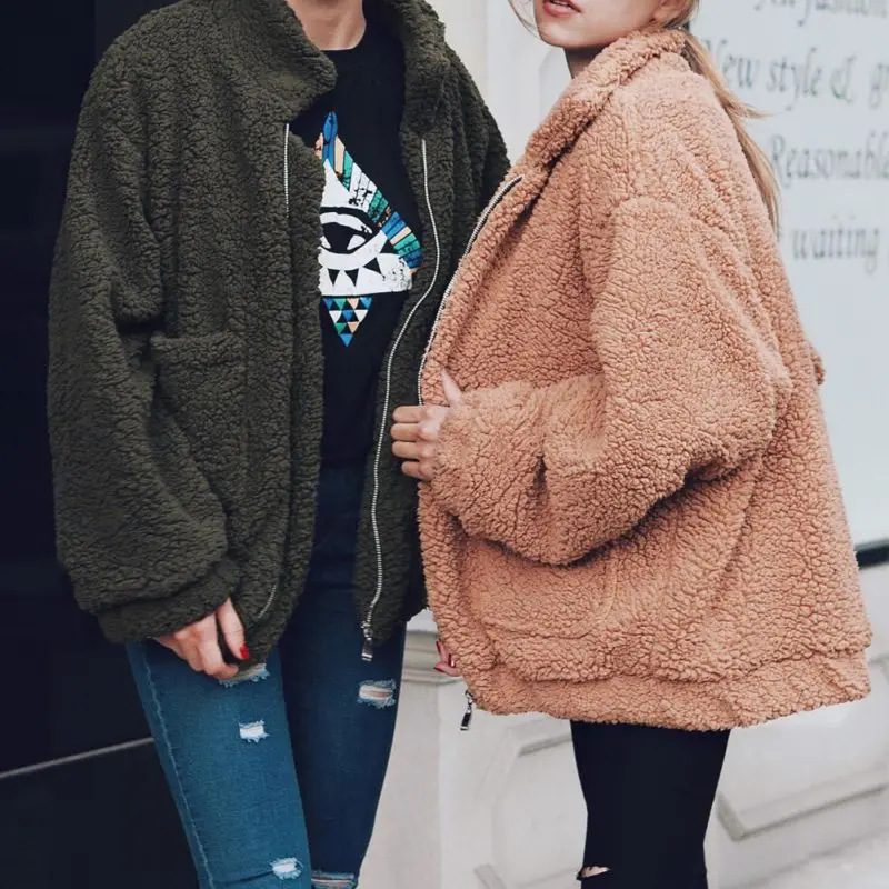 FREE SHIPPING Autumn Winter Warm Soft Zipper Fur Jacket JKP1388