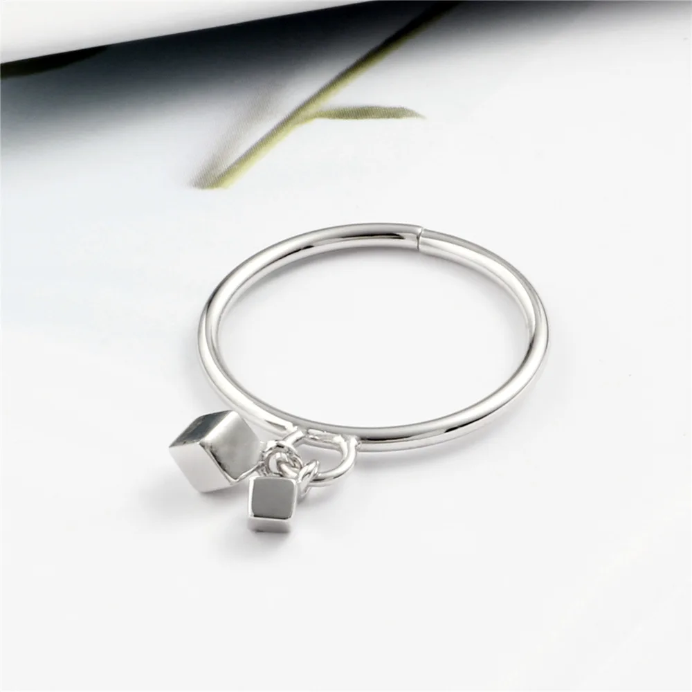square tassel open ring 100% Sterling 925 silver Jewelry Vintage Adjustable rings for women girl gift free size