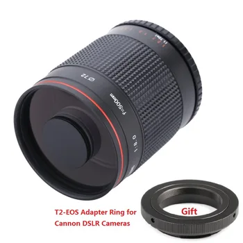 

500mm f8.0 Camera Telephoto Manual Mirror Lens + T2 Mount Adapter Ring for Nikon Canon Pentax Sony A7 A7RII A6300 DSLR Cameras