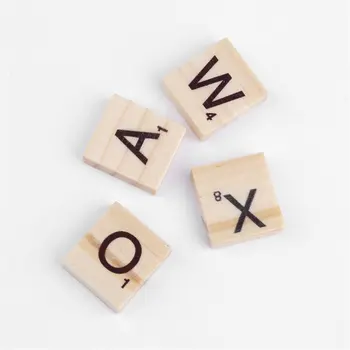 

100PCS Wooden Alphabet Tiles Letters Numbers Intelligence Game Puzzles