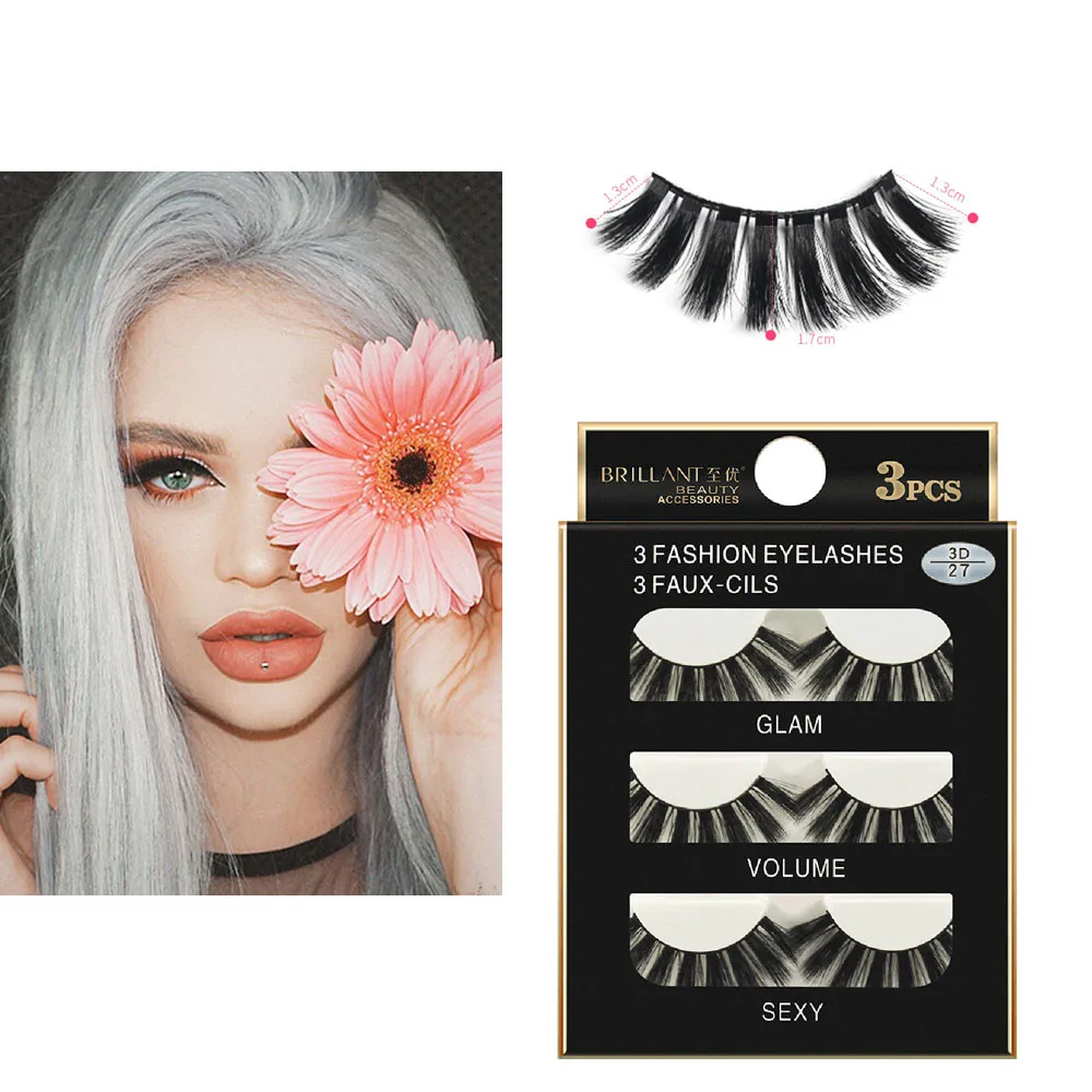 

WJM80907684 3 Pairs 3D Long False Eyelashes Makeup Natural Fake Thick Black Eye Lashes Fake eyelashes zsmw