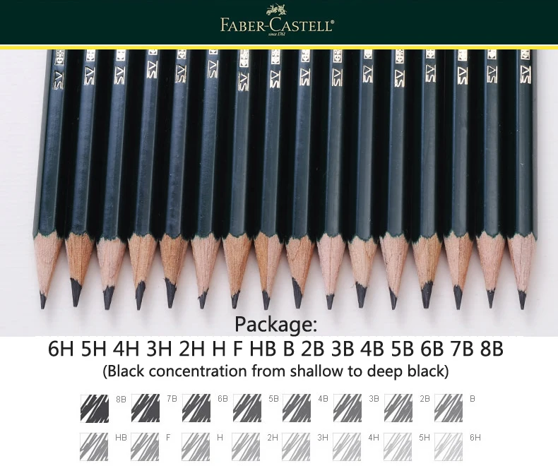 Lápis para a Escola Lápis de Desenho Faber Castel Caixa Pastel hb 2b 2 h Conjunto Lapiz Profissional Potloden Arte Suprimentos 16 Pçs - 3 High Quality Material escolar e de escritório