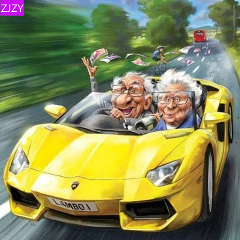 ZJZY машина Crazy Old Man смола 5D Сделай Сам Алмазная картина мозаичная вышивка бисером