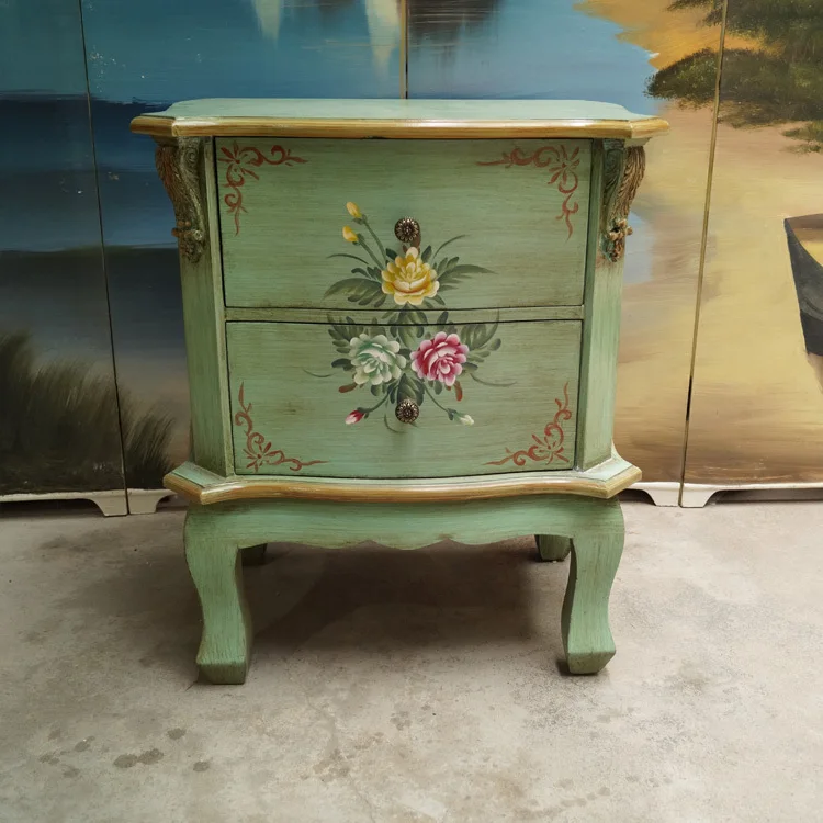 European pastoral retro home accessories vintage hand painted antique furniture round