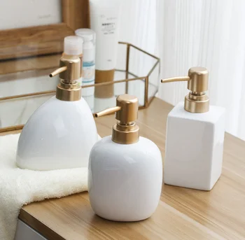

Simple Nordic Bathroom Ceramic Hand Sanitizer Bottle Liquid Soap Dispenser For Home Hotel Empty Shampoo Bottles Container LF273