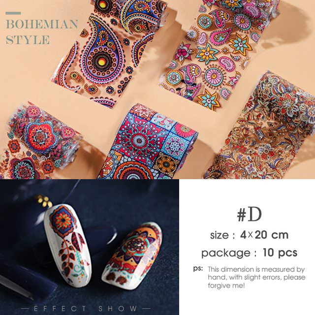 pieces Set Nail Leaf Stickers Varnish Mix Rose Flower Transfer Foil Nails Decal Cursors For Nail Art Decoration Manicure Desi