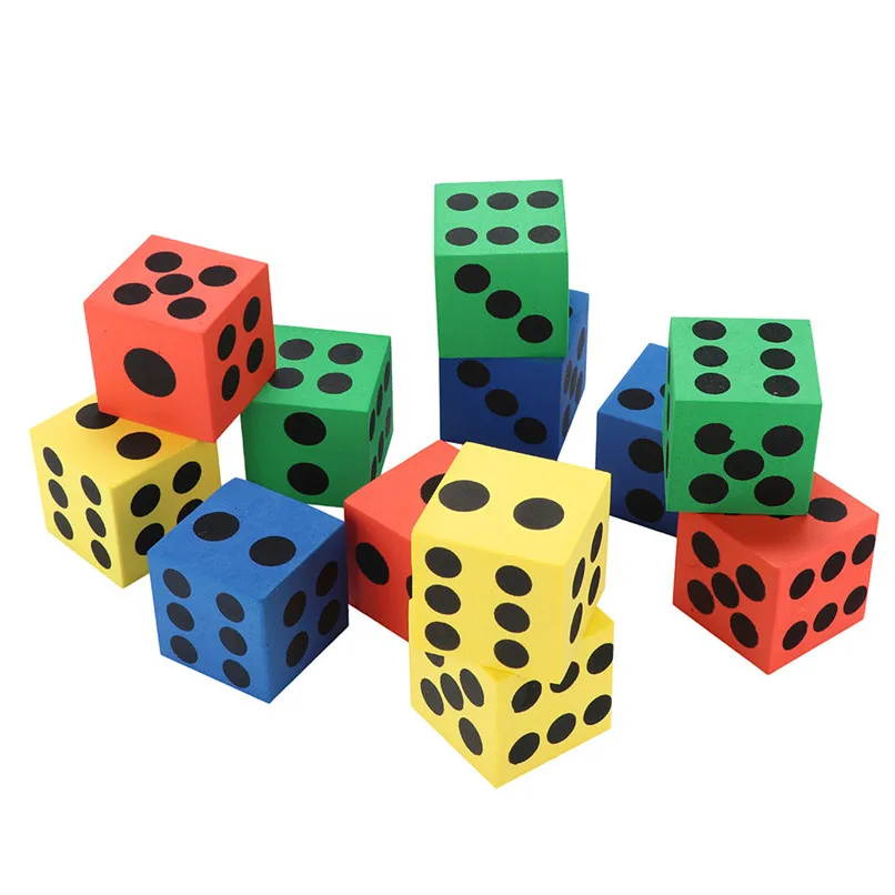 

12PC Kid Game Six Sided Spot Dice Eva Foam Education Dice Toys Child Game Soft Learn Play Blocks Toy Random Color #2o25