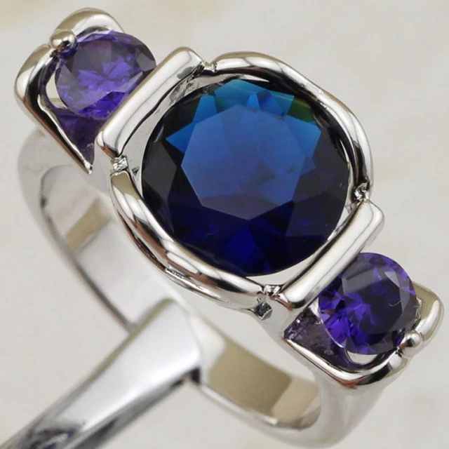 Size 5.5 7 7.5 8.5 Hot Grace Classical London Blue CZ Gems Ring