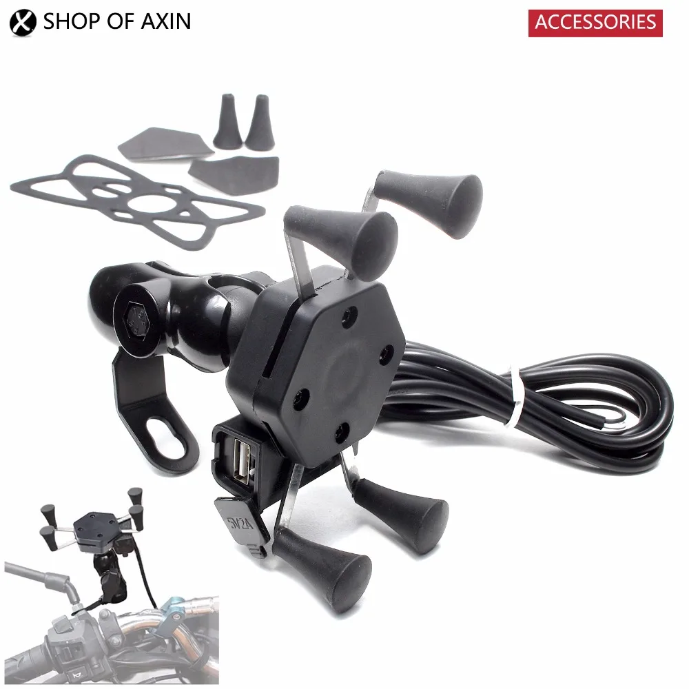 

Motorcycle GPS Navigation Mobile Phone Holders Stands Mount Bracket with USB Charge 5A 2V For Universal