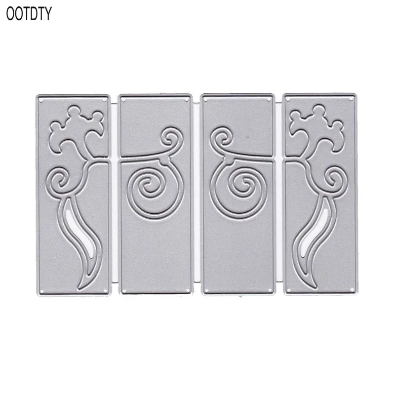 

OOTDTY Four Piece Decorative Pattern Metal Cutting Dies Stencil DIY Scrapbooking Album Stamp Paper Card Embossing Crafts Decor