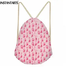 INSTANTARTS розовые балетки печати Для женщин мешок рюкзак девушки маленький складной Drawstring сумка для Женская Путешествия Bagpack