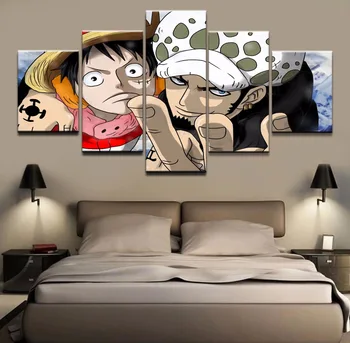 

Canvas Painting Style Wall Artwork Modular Picture For Kids Room 5 Panel D. Luffy One Piece Trafalgar Law Art Modern Frame Decor