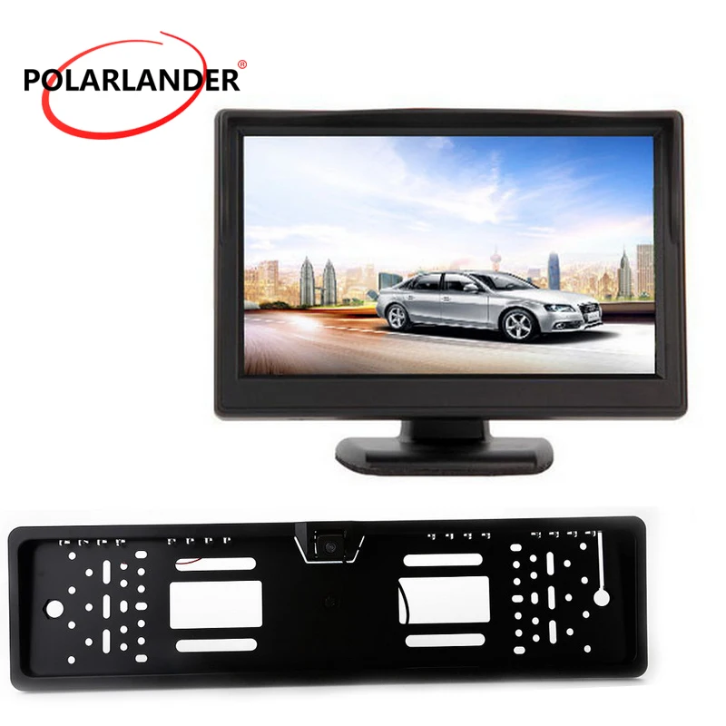 Реверсивный Камера Парковка монитор СВЕТОДИОДНЫЙ монитор автомобиля HD Desktop Silver/черный Беспроводной передатчик 5 дюймов TFT Европейский номерного