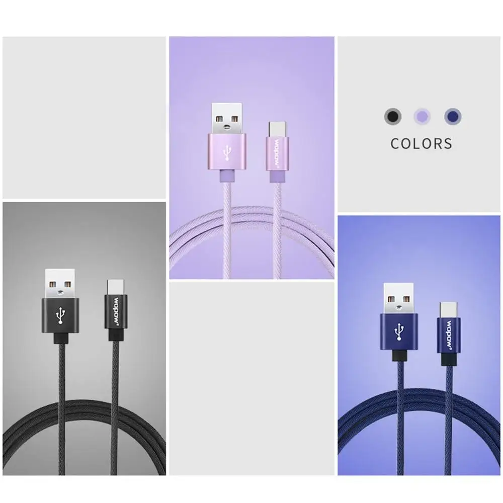 Wopow LT23 USB к Тип-C зарядный кабель 2.1A Быстрая зарядка стабильной передачи 1 м линии передачи данных Алюминий сплав зарядки Интерфейс