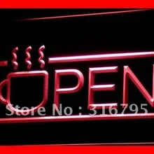 I537 открытая кофейная чашка кафе в фойе светодиодный неоновый свет знак включения/выключения 20+ цвета 5 размеров