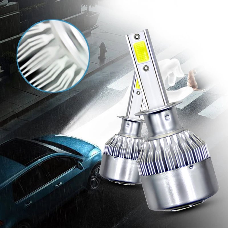 

JXLCLYL 1 пара C6 H1 COB LED 72 Вт 7600 лм Комплект ламп для автомобильных фар белый