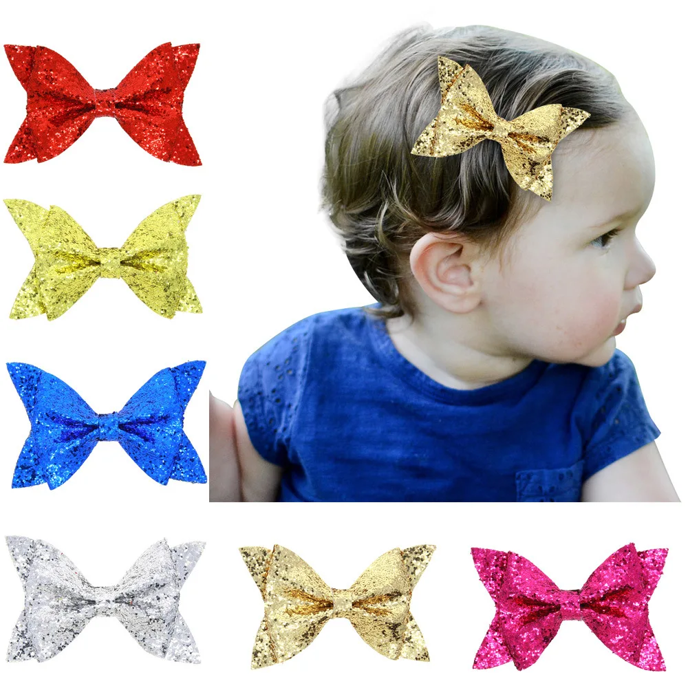 

Ruoshui Baby Glitter Hair Pins Kids Hair Bows Child Bowknot Hair Accessories Shinning Hairgrip Barrettes Bow Clips Hair Clips
