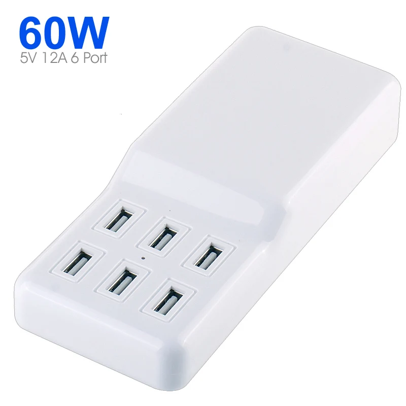 Универсальный 5 В 12a 60 Вт 6 USB Зарядное устройство Путешествия стены Зарядное устройство адаптер для IPhone IPad Samsung смартфон Планшеты MP3 USB мобильных устройств