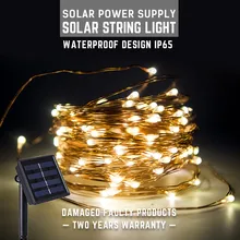 Водонепроницаемый IP65 солнечный светильник 10 м 100 светодиодный медный провод Сказочный светильник s Звездный мигающий Декор светодиодный светильник теплый белый