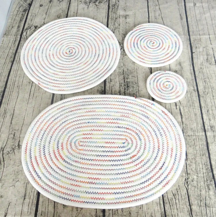 4Pcs/Lot Colorful Cotton Thread Placemat Coaster Table Mat ...
