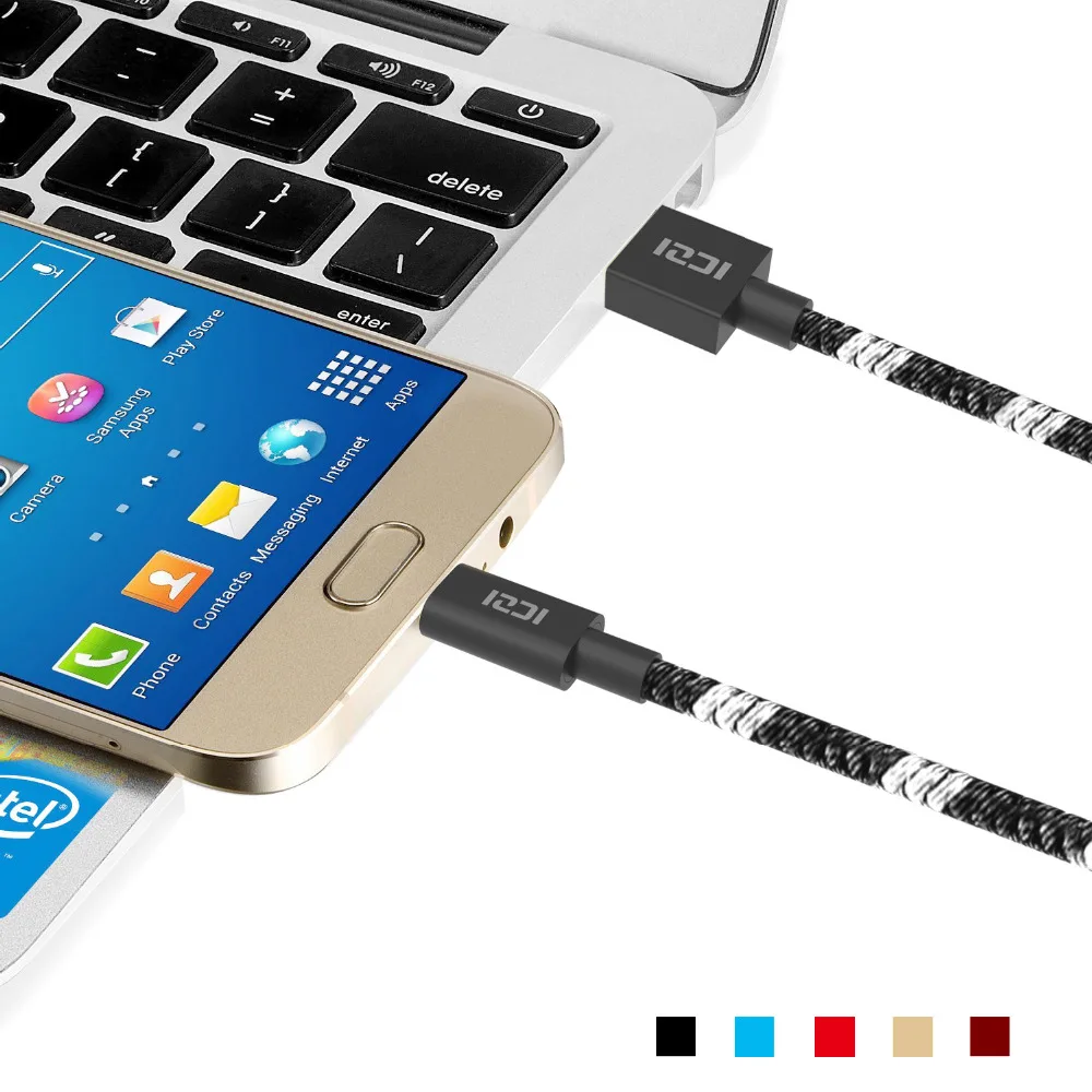 ICZI 1 m * 5 المصغّر USB سريع كابل شحن USB 2.0 إلى مايكرو USB للهاتف المحمول شاحن مزامنة كابل بيانات لسامسونج نيكزس LG g5 HTC
