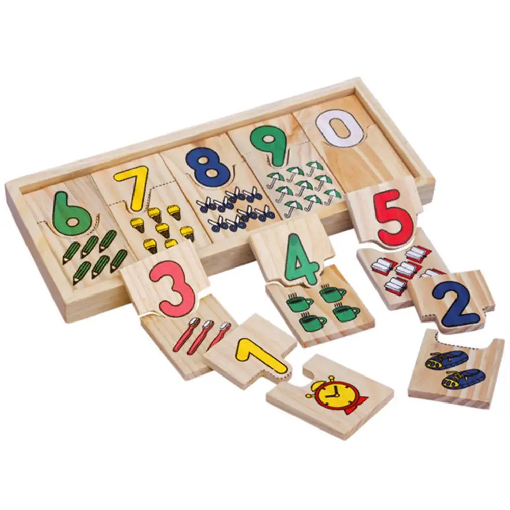 Baby Puzzle toys Wooden Math Board Number Counting Geometric Shape Match Educational Kids Toys Color Figure Cognitve Toys Set