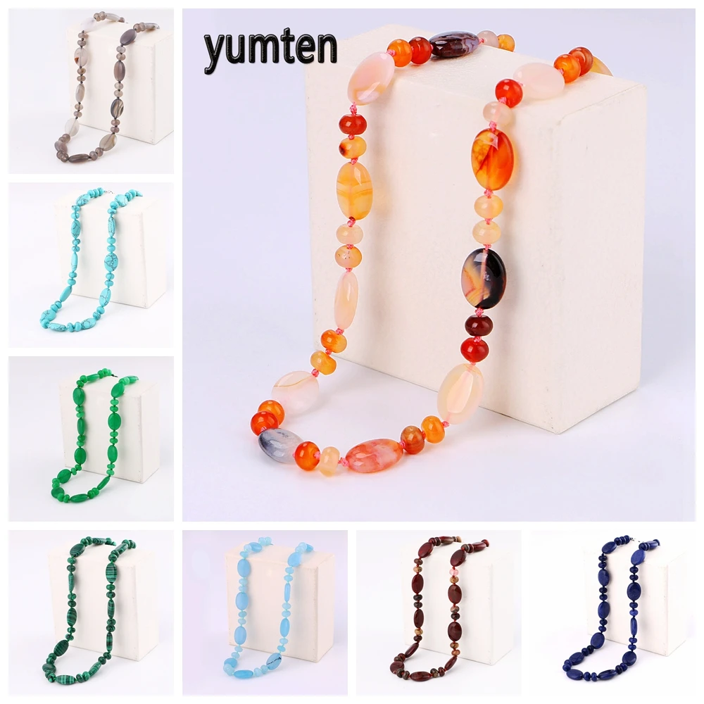 Yumten Beaded Stone Necklace Women Gemstone Choker Natural Crystal Chain Egg Shape Beads Female Charm Accessories Power Jewelry huismerk kopen in de aanbieding Yumten Beaded Stone Necklace Women Gemstone Choker Natural Crystal Chain Egg Shape Beads Female Charm Accessories Power Jewelry huismerk kopen in de aanbieding