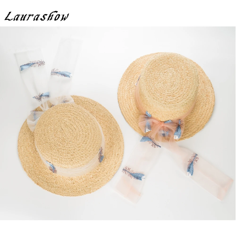 

Laurashow Fashion Straw Hat For Women Summer Casual Wide Brim Sun Cap With Bow knot Ladies Vacation Beach Hats Big Visor