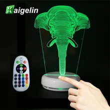 7 цветов слон нос светодио дный светодиодный ночник 3D Визуальный свет креативный ночник сенсорный датчик дистанционного управления визуальный настольный ночник