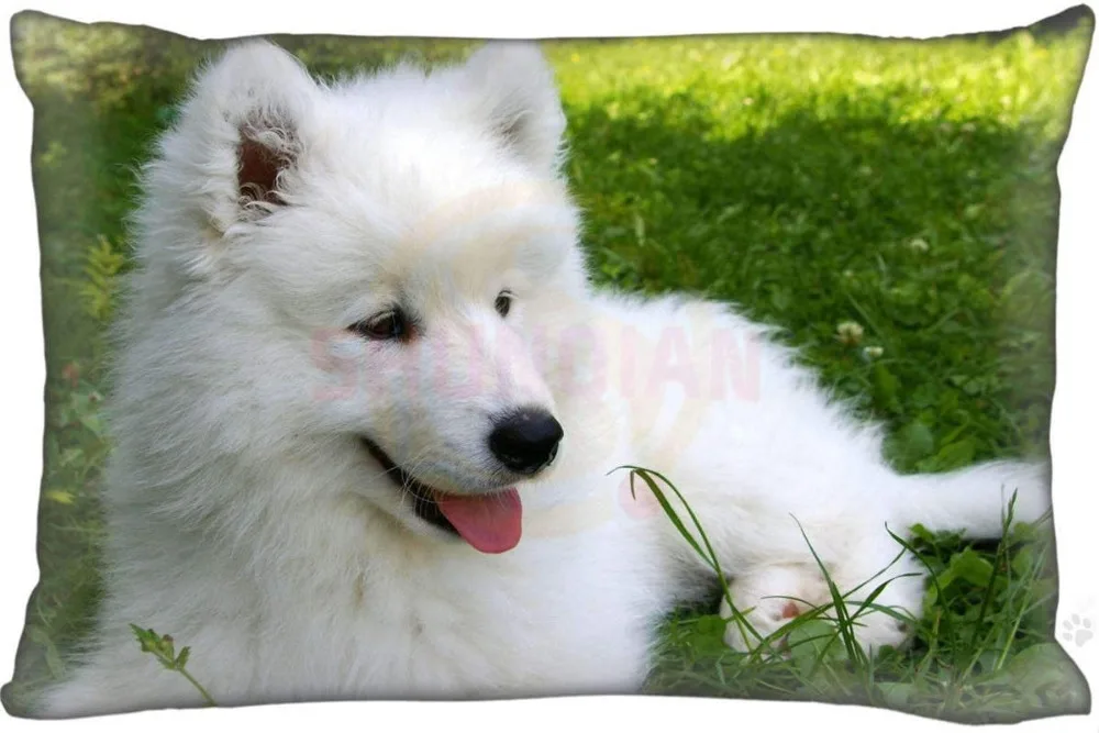 Новая Заказная наволочка для собак Samoyed прямоугольная Подушка на молнии чехлы