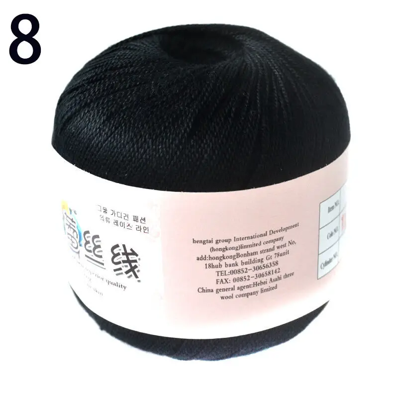 50g/ball Crochet Cotton Yarn 2 ply Middle Thin 0.8mm Lace Cotton Yarn Hand-knitting Yarn Machine Knitting Crochet Threads - Цвет: 8