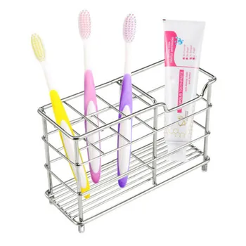 

Stainless Steel Toothbrush Holder Toothpaste Razor Stand Rack Bathroom Organizer