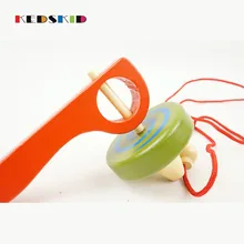 Высококачественные однотонные деревянные цветные маленькие игрушки с гироскопом маленькие Гироскопы игрушки с гироскопом Детские Классические игрушки