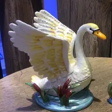 Лебеди эмалированная шкатулка для бижутерии кристалл лебедь брелок винтажные Лебеди подарок ремесла шкатулка для ювелирных изделий 9,5*9,8 см