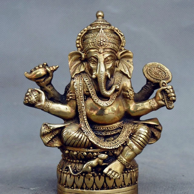 Tibetan Buddhism Brass Ganesha Ganapati Ganesh Lord God Elephant Buddha  Statue free ship