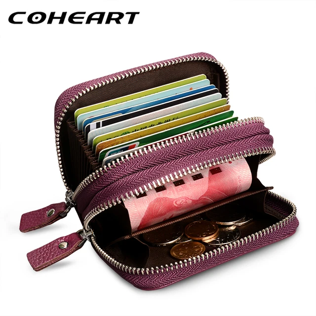 COHEART Genuine Leather Card Wallet Women Fashion 100% real cowhide top quality women's purse female credit card holders !
