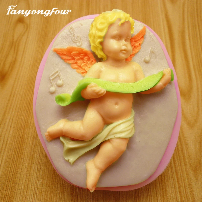Милый маленький ангел, форма для торта, силиконовая форма для шоколада, гипса, свечи, мыло, конфеты, форма