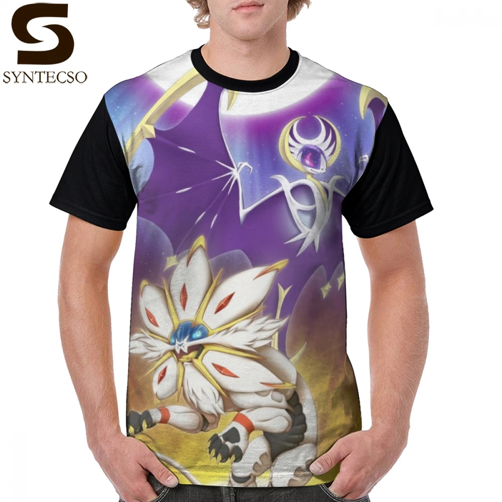 Pokemon T Shirt Pokemon - Solgaleo And Lunala T-Shirt Print 100 Polyester Graphic Tee Shirt Short Sleeve Fun Classic Tshirt