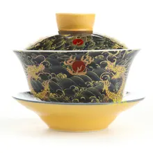 Китайский традиционный чайный набор gai wan Dehua gaiwan, набор керамических горшков с драконом, ретро большие чаши, покрытые чайными чашами, кунг-фу с чайными чашками