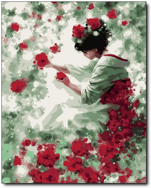 

Frameless Rose fairy wall decor diy painting by numbers hand painted canvas painting for living room 40*50cm